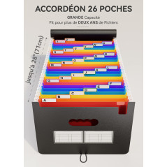 ABClife Trieur A4 26 Poches Avec Couvercle, Organiseur Documents Extensible Accordéon Avec Plastique Fichier