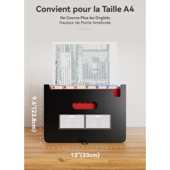 ABClife Trieur A4 26 Poches Avec Couvercle, Organiseur Documents Extensible Accordéon Avec Plastique Fichier