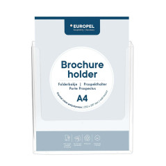 EUROPEL Porte-brochure A4, Acrylique transparent, Fixation Murale, Présentoir, Distributeur, Prospectus, Dépliant, Menu, Bureau,