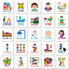 Smarfer - Pictogrammes magnétiques pour Tableau de Planification hebdomadaire - 50 pièces - Français - Enfants - Routine Quotidi