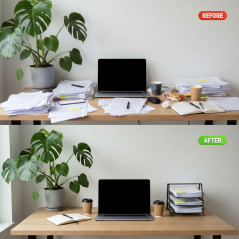 D.RECT Corbeilles à Courrier Métal 3 Niveaux - Organisateur de Bureau Multifonctionnel - Support de Fichier pour le Bureau, L'éc