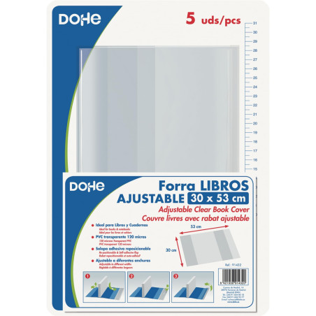 DOHE 91430 Pack de 5 couvertures de protection de livres et cahiers