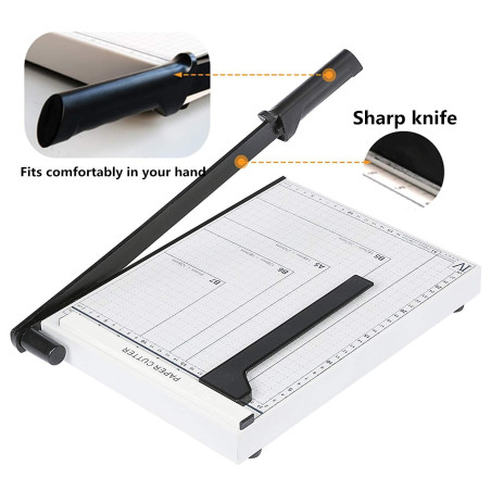 Voluker Massicot A4 Coupe-papier Capacité de Coupe 10 Feuilles de Papier pour Bureau, École, Loisirs Créatifs en Papier, Blanc