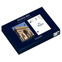 DRAEGER PARIS | Recharge éphéméride Agenda Yvon France | Janvier à décembre 2024| 7 langues | 365 jours 365 feuillets | Papier c