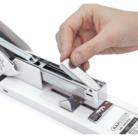 Rapesco 1386 ECO Agrafeuse HD-100 à Grande Capacité, Capacité de 100 Feuilles, Blanc Doux