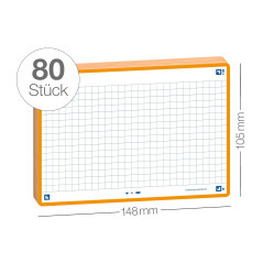 Oxford Flash 2.0 - 80 Fiches Bristol Flash Cards A6 (10,5 x 14,8cm) Petits Carreaux Cadre Orange