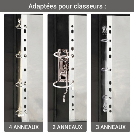 Waytex 931302 Pochettes Perforées A4 Transparentes Grainées 40 microns - Paquet de 100