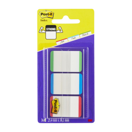 Post-It Marque-Pages Rigides, Moyen, 66 Onglets (25.4 mm x 38.1 mm) Rouge, Bleu et Vert - Pour Marquer, Surligner ou Codifier de