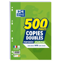 OXFORD Copies Doubles Grands Carreaux Seyès 500 Pages blanches 90g sous film.