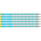 STABILO EASYgraph S - Crayon graphite ergonomique - Lot x 6 crayons papier - HB - bleu - Gaucher