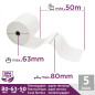 LYNNE - Rouleau Thermique 80x63x12 - Bobine 80x63 pour imprimante - Rouleau imprimante thermique 80mm x 50m x 12mm - Sans BPA - LYNNE - Rouleau Thermique 80x63x12 - Bobine 80x63 pour imprimante - Rouleau imprimante thermique 80mm x 50m x 12mm - Sans BPA -
