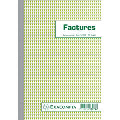 Exacompta - Réf- 3278E - Paquet de 10 manifolds FACTURES - avec mention TVA - 50 feuillets numérotés et autocopiants - duplicata