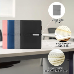 FOBOZONE Carnet de notes lignées A5, carnet de notes à 6 anneaux avec porte-stylo, 100 feuilles, bloc-notes, agenda, fournitures