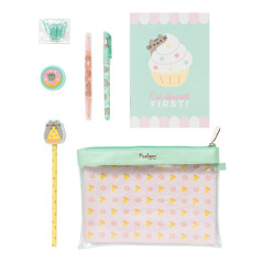 Grupo Erik - Set De Papeterie Pusheen Foodie Collection | Inclut : 1 Stylo Gel, 1 Surligneur, 1 Crayon De Papier, 1 Carnet A5, 1