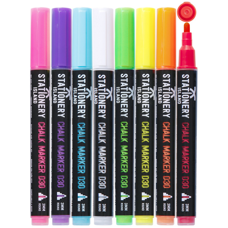 STATIONERY ISLAND Stylo Craie Pour Tableau Noir Effacable, Marqueur Craie Effacable, Feutre Craie pour le Verre Fenêtre, 3MM Lot STATIONERY ISLAND Stylo Craie Pour Tableau Noir Effacable, Marqueur Craie Effacable, Feutre Craie pour le Verre Fenêtre, 3MM Lot