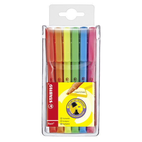 STABILO flash - Surligneur - Pochette x 6 surligneurs fluo - Coloris assortis