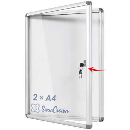 Swansea Tableau d'affichage Verrouillable Vitrine Affichage Tableau Blanc Vitrine magnétique avec cadre en aluminium 49 x 36 cm