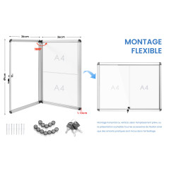 Swansea Tableau d'affichage Verrouillable Vitrine Affichage Tableau Blanc Vitrine magnétique avec cadre en aluminium 49 x 36 cm 