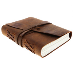 Moonster® Carnet de Note en Cuir –Carnet Secret Fait Main pour Hommes et Femmes - Bloc Note avec Papier 18x13cm – Journal Intime