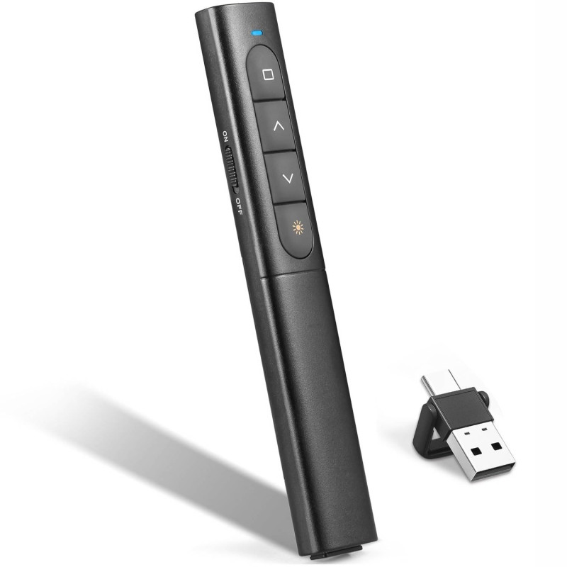 VOVIGGOL Telecommande Ordinateur Powerpoint USB/Type-C 2 en 1 avec Volume Lien Hypertexte,2.4GHz USB Presentation Cliqueur Zapet VOVIGGOL Telecommande Ordinateur Powerpoint USB/Type-C 2 en 1 avec Volume Lien Hypertexte,2.4GHz USB Presentation Cliqueur Zapet