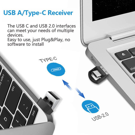 VOVIGGOL Telecommande Ordinateur Powerpoint USB/Type-C 2 en 1 avec Volume Lien Hypertexte,2.4GHz USB Presentation Cliqueur Zapet