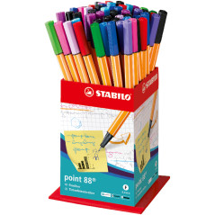 STABILO Stylo feutre pointe fine point 88 - Godet x 60 stylos feutres - Coloris assortis