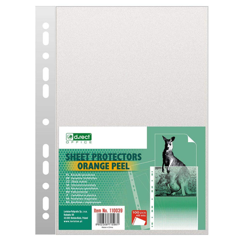 D.RECT - Pochettes Perforées - Format A4-45 Microns - Paquet de 100 Unités - Transparent Perforé - Grainé - Poches en Polyprop D.RECT - Pochettes Perforées - Format A4-45 Microns - Paquet de 100 Unités - Transparent Perforé - Grainé - Poches en Polyprop