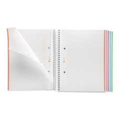 Miquelrius - Cahier A5 Carnet de Notes Emotions, 120 Feuilles 90 g/m², Grille 5 x 5 mm, 5 Bandes de couleur, Spirale microperfor