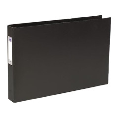 Classeur A3 Paysage Dos 55mm 4 Anneaux en D Couverture PVC Noir