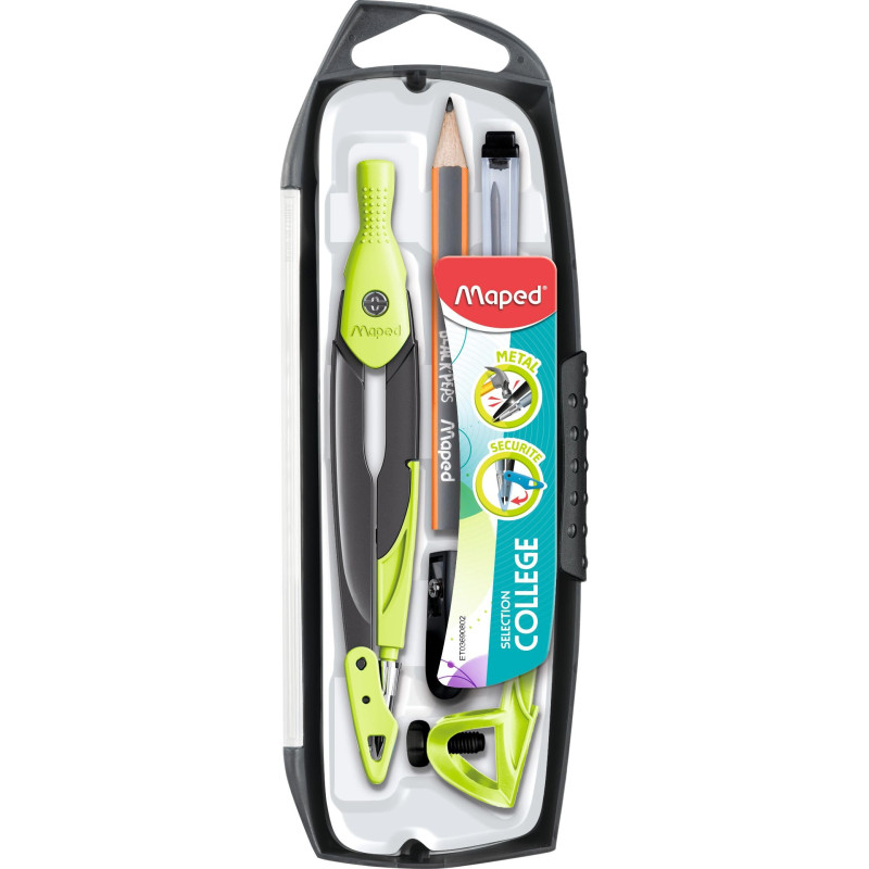Maped - Coffret 5 pièces - 1 Compas Métal Open Mine + 1 Bague Universelle + 1 Crayon + 1 Taille-Mines + 1 Etui-Mines - Accessoir Maped - Coffret 5 pièces - 1 Compas Métal Open Mine + 1 Bague Universelle + 1 Crayon + 1 Taille-Mines + 1 Etui-Mines - Accessoir