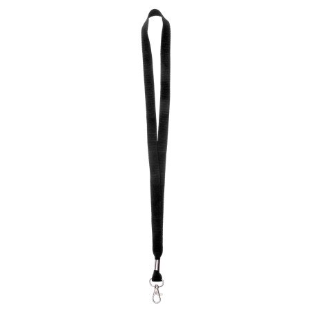 Karteo Lanière pour porte-badge et clés, bande non imprimée noir, lanyard avec mousqueton, peut servir comme porte-badge et port
