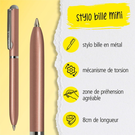 ONLINE stylo bille Mini Portemonnaie Rosé, rétractable, recharge standard D1 bleu, indélébile, petit stylo à bille - seulement 8