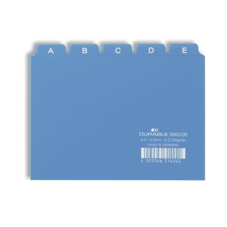 Durable 366006 Jeu de 25 Intercalaires avec onglets imprimés A Z format A6 Bleu