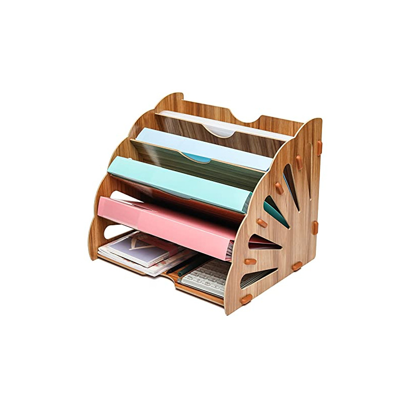 EXERZ Classeur En Bois 5 Niveaux Queue De Paon Pour Rangement De Bureau, Fournitures De Bureau, Document, Étudiant, École, Cahie EXERZ Classeur En Bois 5 Niveaux Queue De Paon Pour Rangement De Bureau, Fournitures De Bureau, Document, Étudiant, École, Cahie