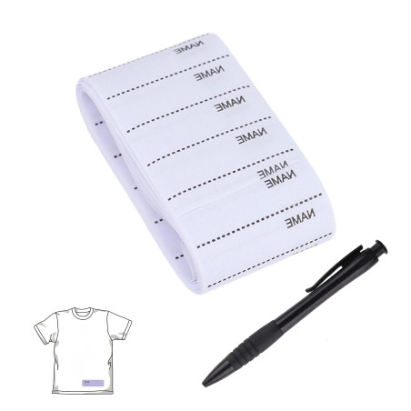 200Pcs Étiquettes Tissées,Inscriptible Étiquettes de vêtements Thermocollante,Lavables Etiquette de nom Personnalisée pour Garde