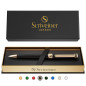 Scriveiner Stylo Bille Coffret Stylo à Bille Noir Laqué Finition Plaqué or véritable, Rechargeable et Rétractable, Beau Cadeau p Scriveiner Stylo Bille Coffret Stylo à Bille Noir Laqué Finition Plaqué or véritable, Rechargeable et Rétractable, Beau Cadeau p