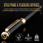 Scriveiner Stylo Bille Coffret Stylo à Bille Noir Laqué Finition Plaqué or véritable, Rechargeable et Rétractable, Beau Cadeau p Scriveiner Stylo Bille Coffret Stylo à Bille Noir Laqué Finition Plaqué or véritable, Rechargeable et Rétractable, Beau Cadeau p