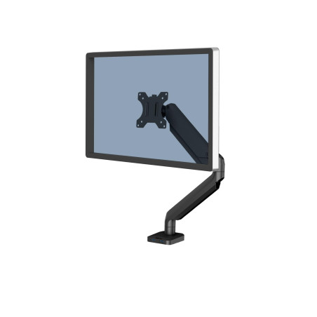 Fellowes Bras Porte Écran Platinum Simple pour 1 Moniteur Jusqu'à 32", Hauteur Ajustable, Norme VESA, 2 Ports USB