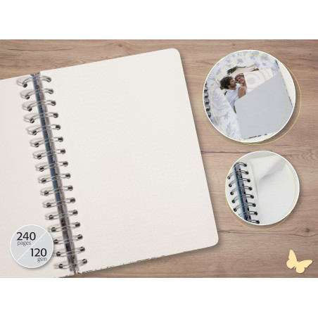 SIGEL JN601 Carnet de notes à spirale premium, 16,8 x 21,5 cm, pointillé, couverture rigide, motif petits pois, rose/noir/blanc/