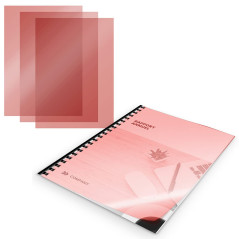 WAYTEX A78241R Couverture de Reliure A4 Transparentes en PVC 200 microns Pack de 100 Rouge transparent