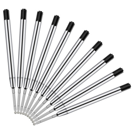 Vesaneae 10 × Recharge Stylo Bille, Trait Moyenne Recharges Universelles, Recharge de Stylo, Pointe Moyenne 1.0MM (Noir)
