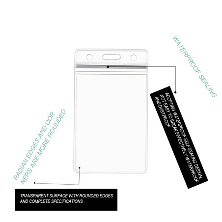 5 Pcs Porte Carte Transparent, Badge Transparent Plastique, Imperméable à l'Eau des Porte-Badges, Étui pour cartes d'identité, p
