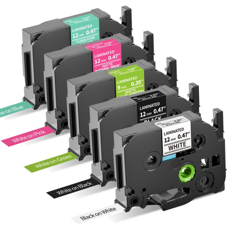 5x Oozmas TZe-231 Ruban Compatible avec Brother 12mm TZ Tape Compatible avec Brother P-touch Etiqueteuse H100lb H110 E100 D400 P