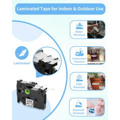 5x Oozmas TZe-231 Ruban Compatible avec Brother 12mm TZ Tape Compatible avec Brother P-touch Etiqueteuse H100lb H110 E100 D400 P