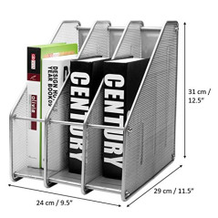 EXERZ Porte-revues de Bureau/Range-revues/Porte-Magazine en métal à Trois rangées/Boîte de Rangement en métal -3 Compartiments C
