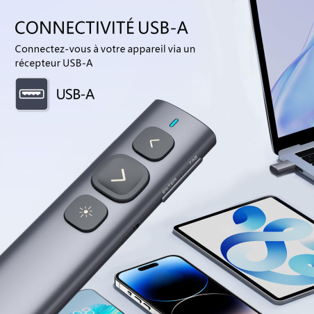 Norwii N95 Clicker de présentation, PowerPoint Clicker pour présentation à distance, pointeur de présentation sans fil rechargea