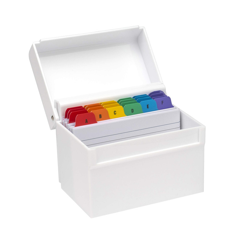 Osco White Hi-Gloss Index Box with 100 Cards and Coloured Tabs Blanc Osco White Hi-Gloss Index Box with 100 Cards and Coloured Tabs Blanc