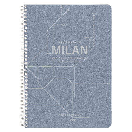 Clairefontaine 83535C - Un Cahier à Spirale Papier Jeans Motifs Rames de Métro New-York/Paris/Berlin/London/Milan - A4 21x29,7 c