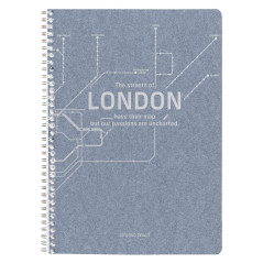 Clairefontaine 83535C - Un Cahier à Spirale Papier Jeans Motifs Rames de Métro New-York/Paris/Berlin/London/Milan - A4 21x29,7 c