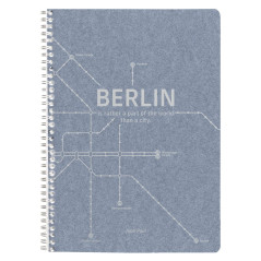 Clairefontaine 83535C - Un Cahier à Spirale Papier Jeans Motifs Rames de Métro New-York/Paris/Berlin/London/Milan - A4 21x29,7 c
